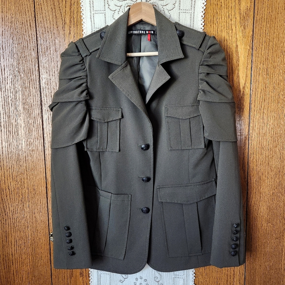 Literature Noir Army Green Military Jacket
